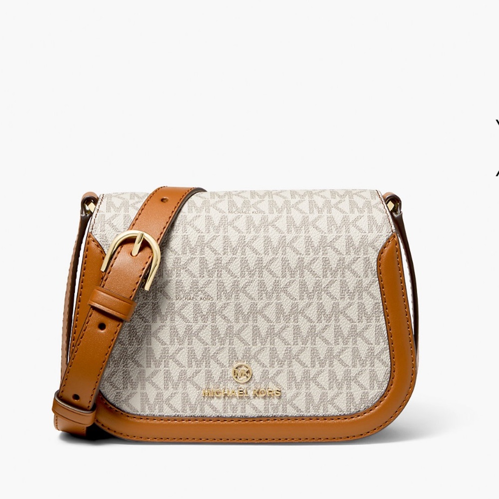 AUTHENTIC Michael Kors Lucie Leather Trim Small Logo Crossbody Bag NEW - Picture 2 of 16